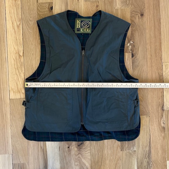Mens Kenneth Barnard KB Co2 Olive Green Vest w/Wool Plaid Lining sz L - Picture 3 of 6